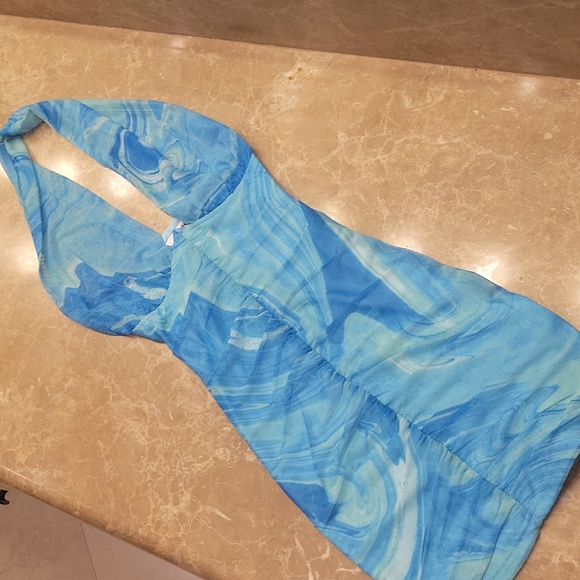 Tiger Mist Stas two-piece dress w shrug in swirls of turquoise, XXS - Picture 7 of 16